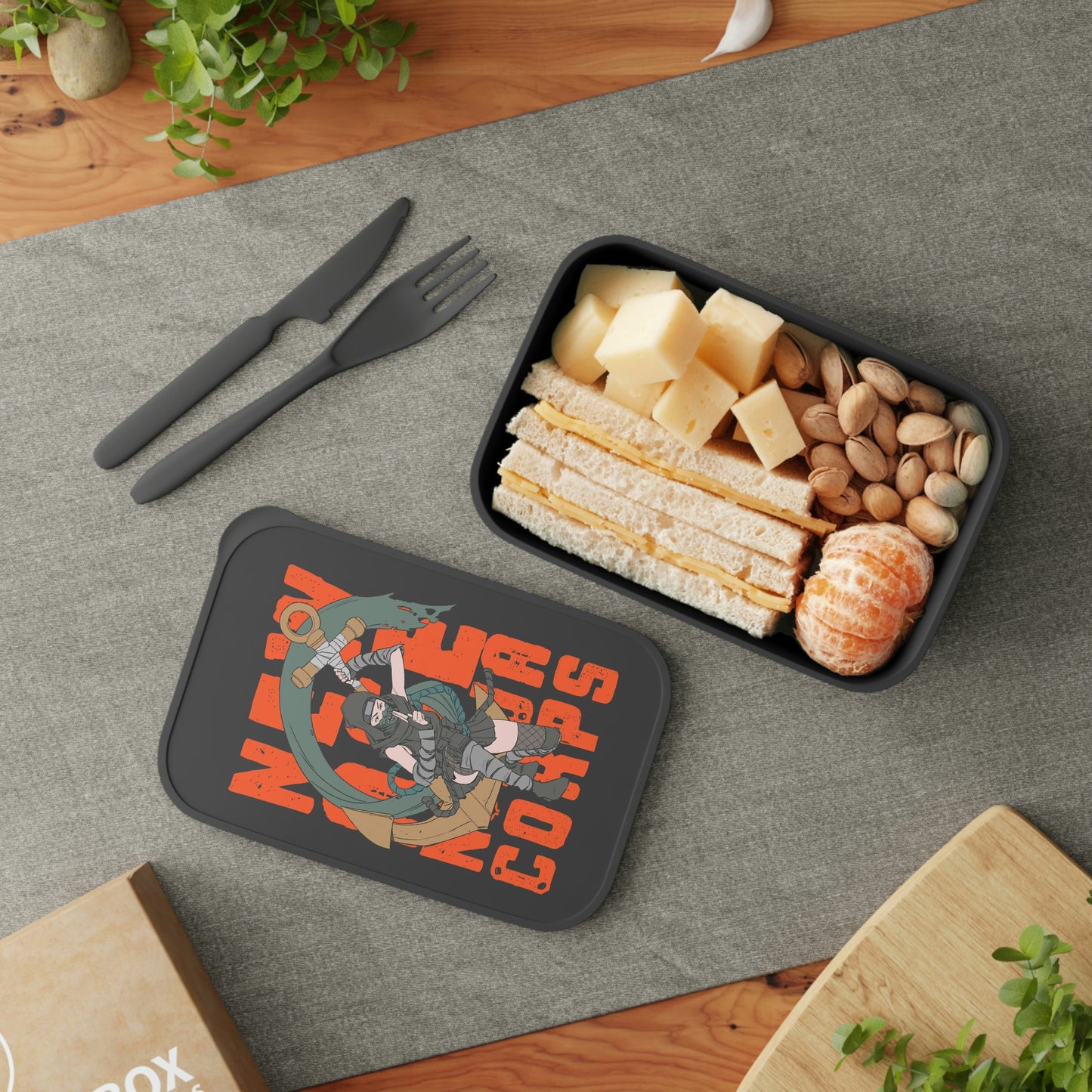 PLA Bento Box with Band and Utensils