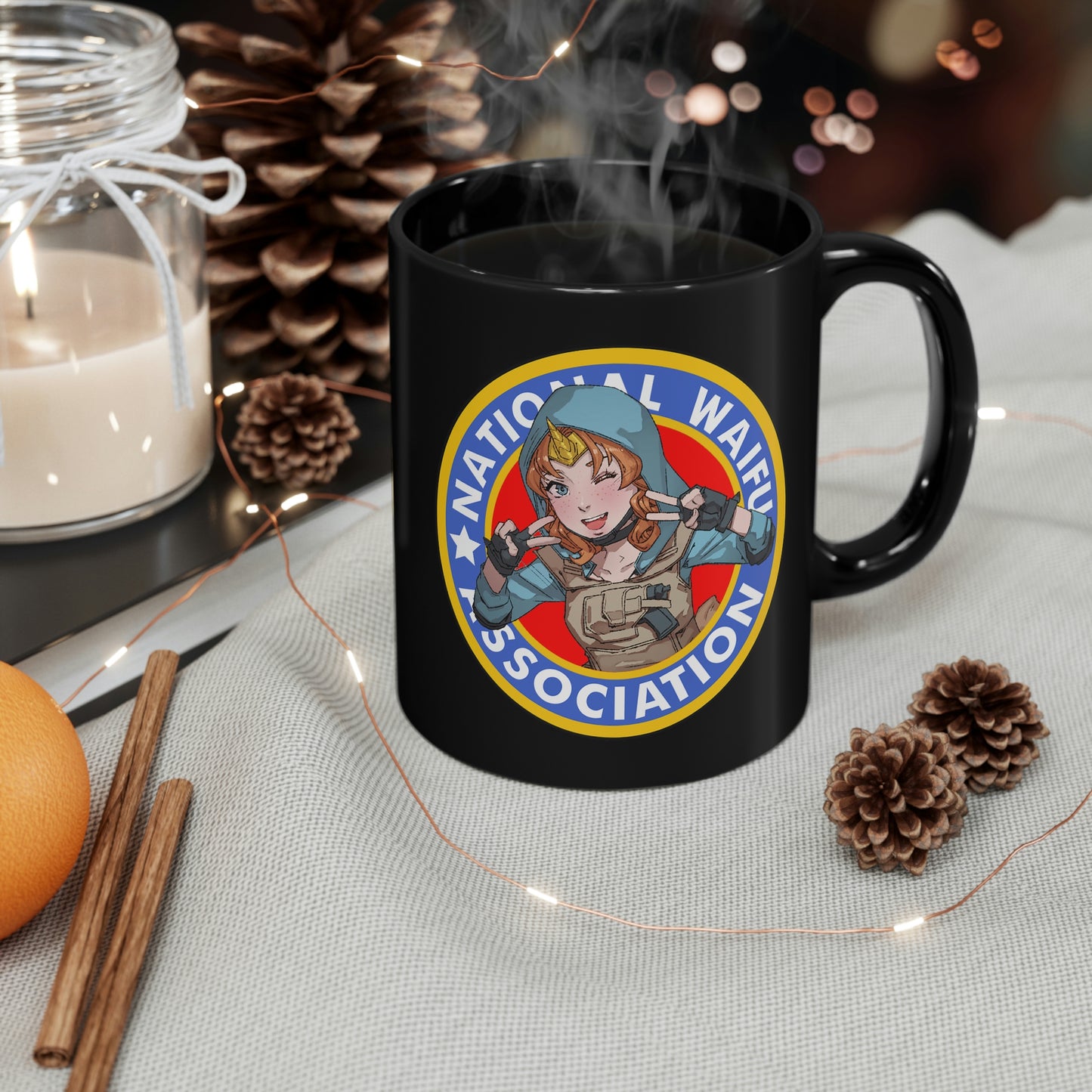National Waifu Patch 11oz Black Mug