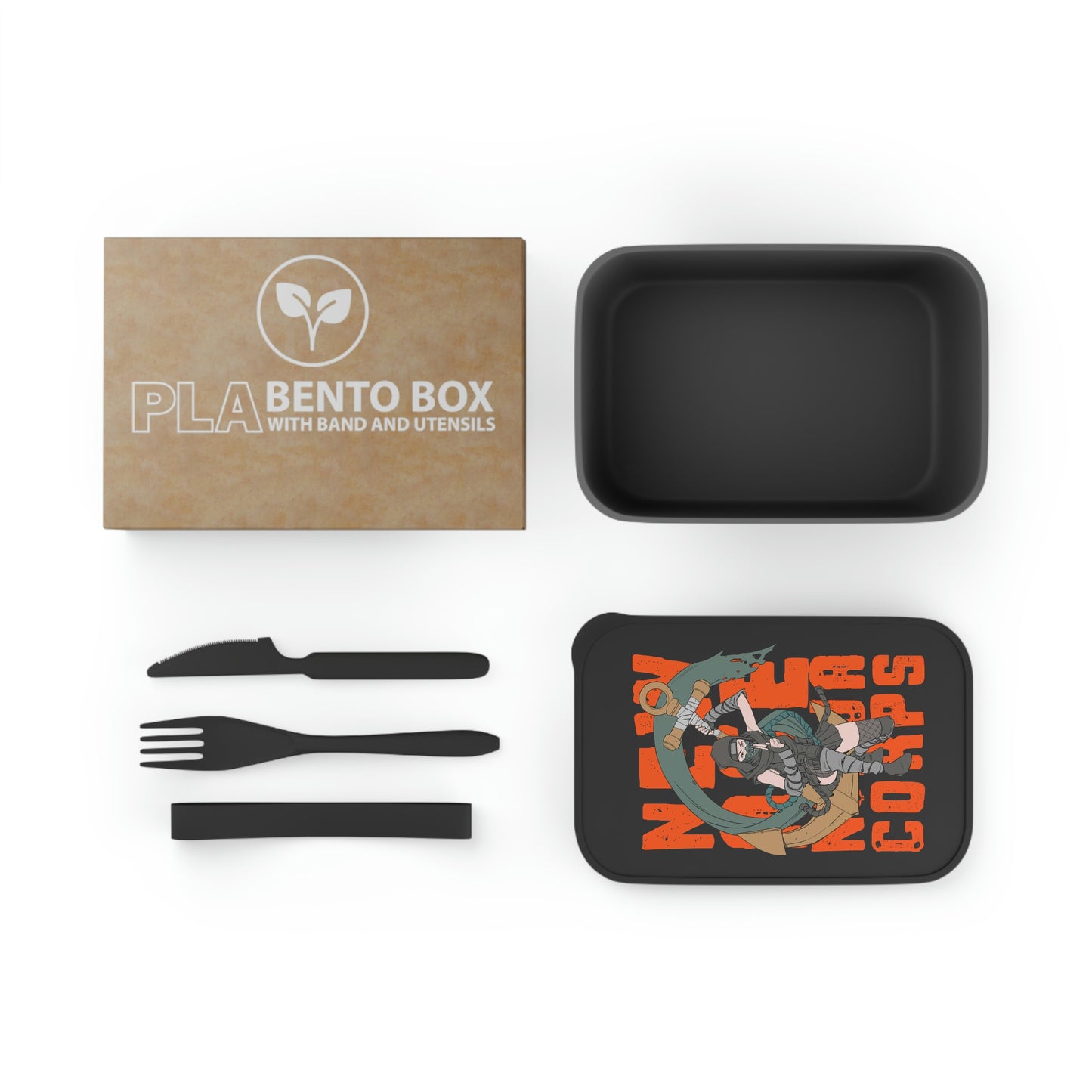 PLA Bento Box with Band and Utensils